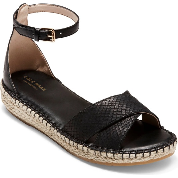 Cole Haan Shoes - COLE HAAN CLOUDFEEL ESPADRILLE BLACK PYTHON SANDAL